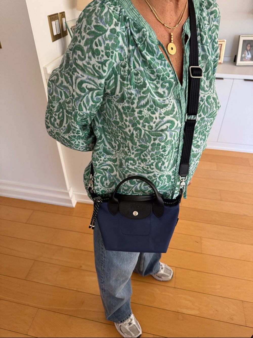 Longchamp Navy Blue Crossbody Le Pliage Top-Handle Bag